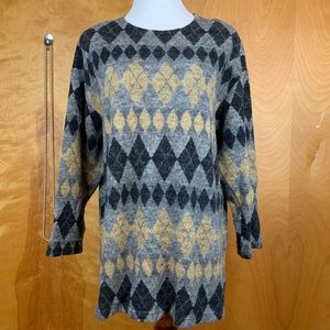 VTG Loom Wear Harlequin 3/4 Sleeve Sweater Size 2X